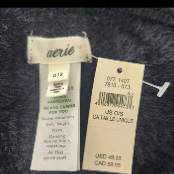 Aerie Black Faux Fur One Size Over Size Open Cardigan Hooded Pockets NEW NWT - Picture 5 of 5